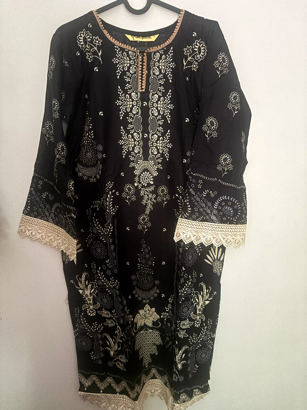 Black Gold Floral Festive Mul Cotton Suit | 3-Piece