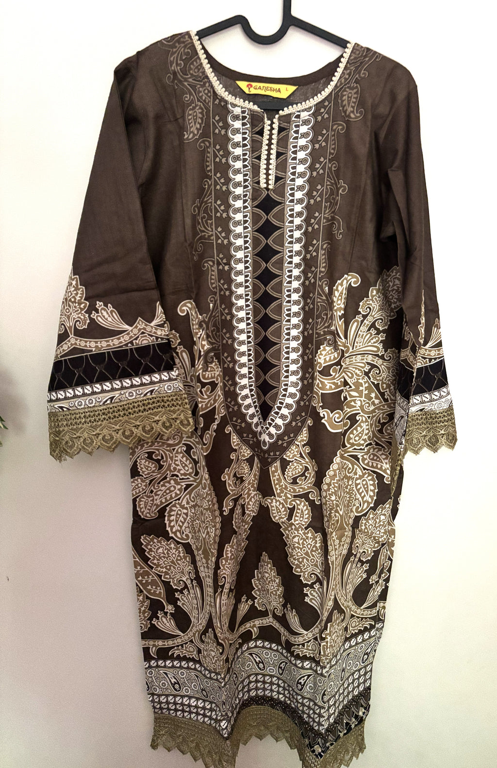 Olive Brown Paisley Mul Cotton Suit | 3-Piece