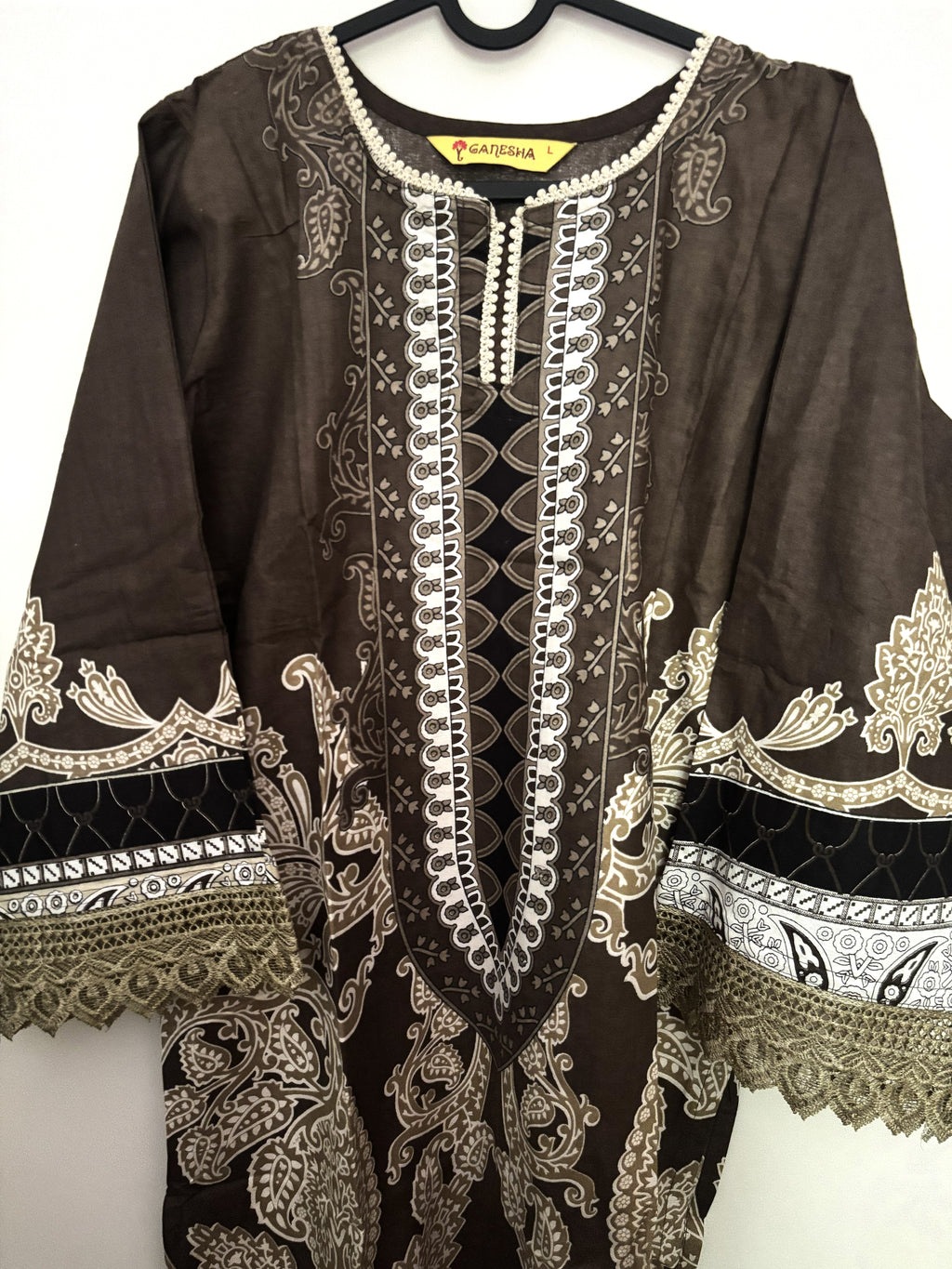 Olive Brown Paisley Mul Cotton Suit | 3-Piece