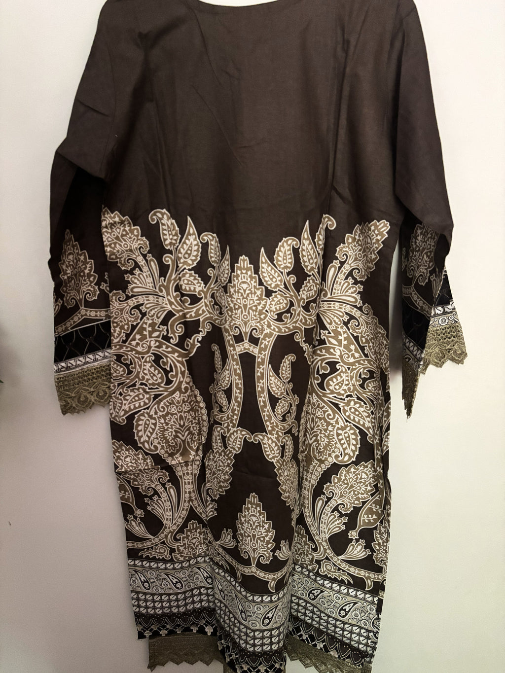 Olive Brown Paisley Mul Cotton Suit | 3-Piece