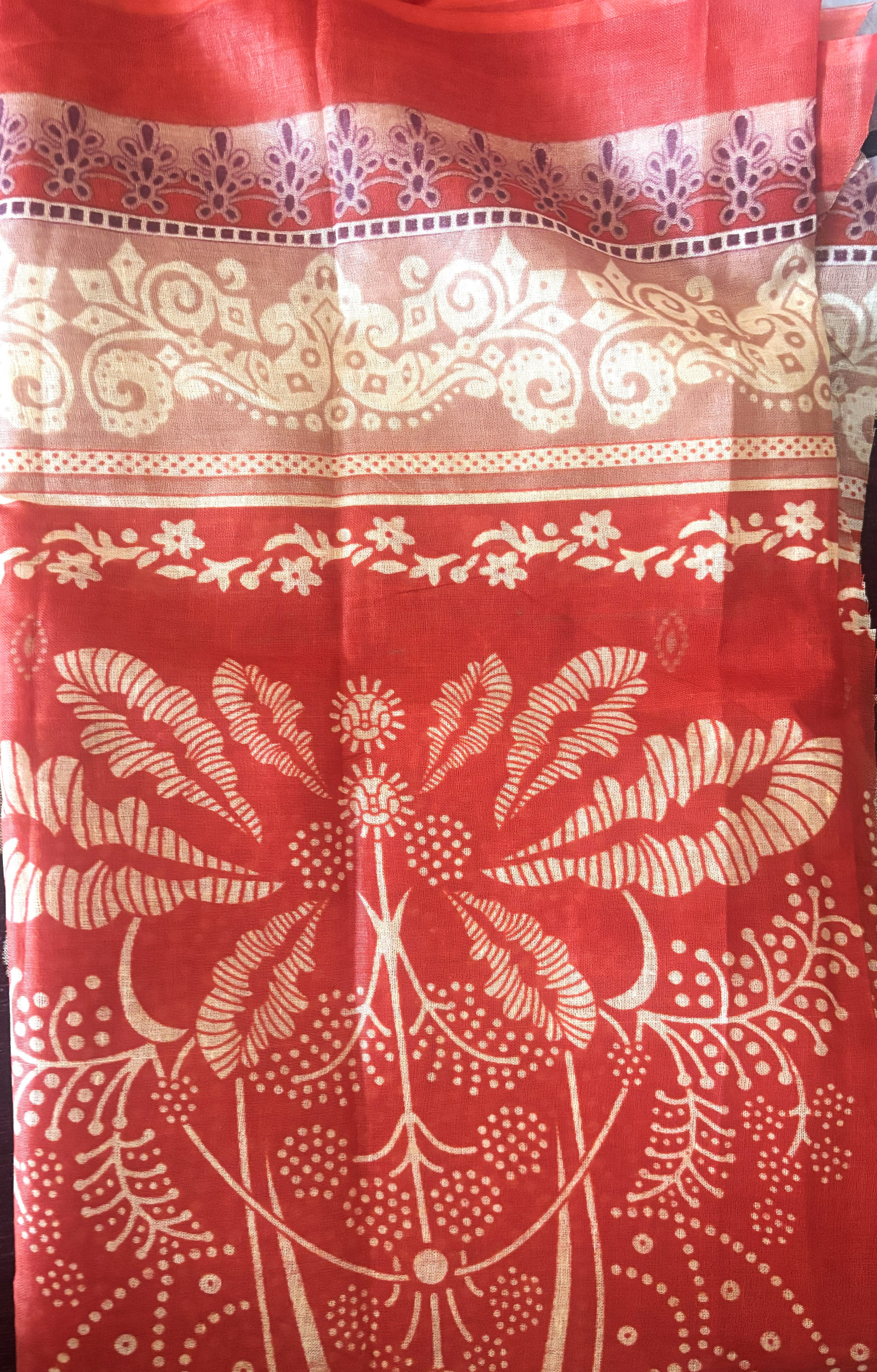 Rust Orange Bandhani Print Mul Cotton Suit | 3-Piece