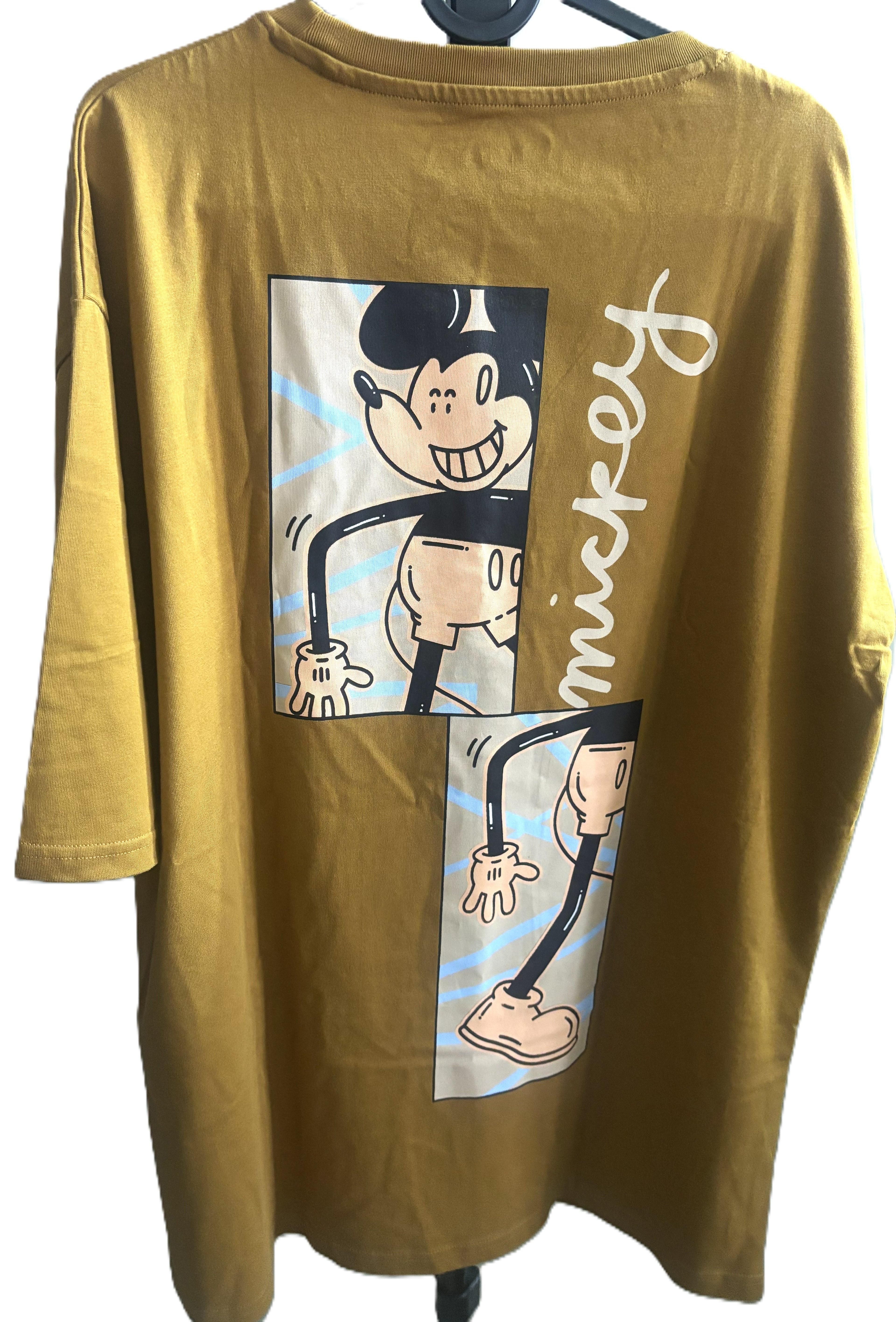 KOOK N KEECH DISNEY MICKEY T-SHIRT — KHAKI/TAN (L, OVERSIZED)