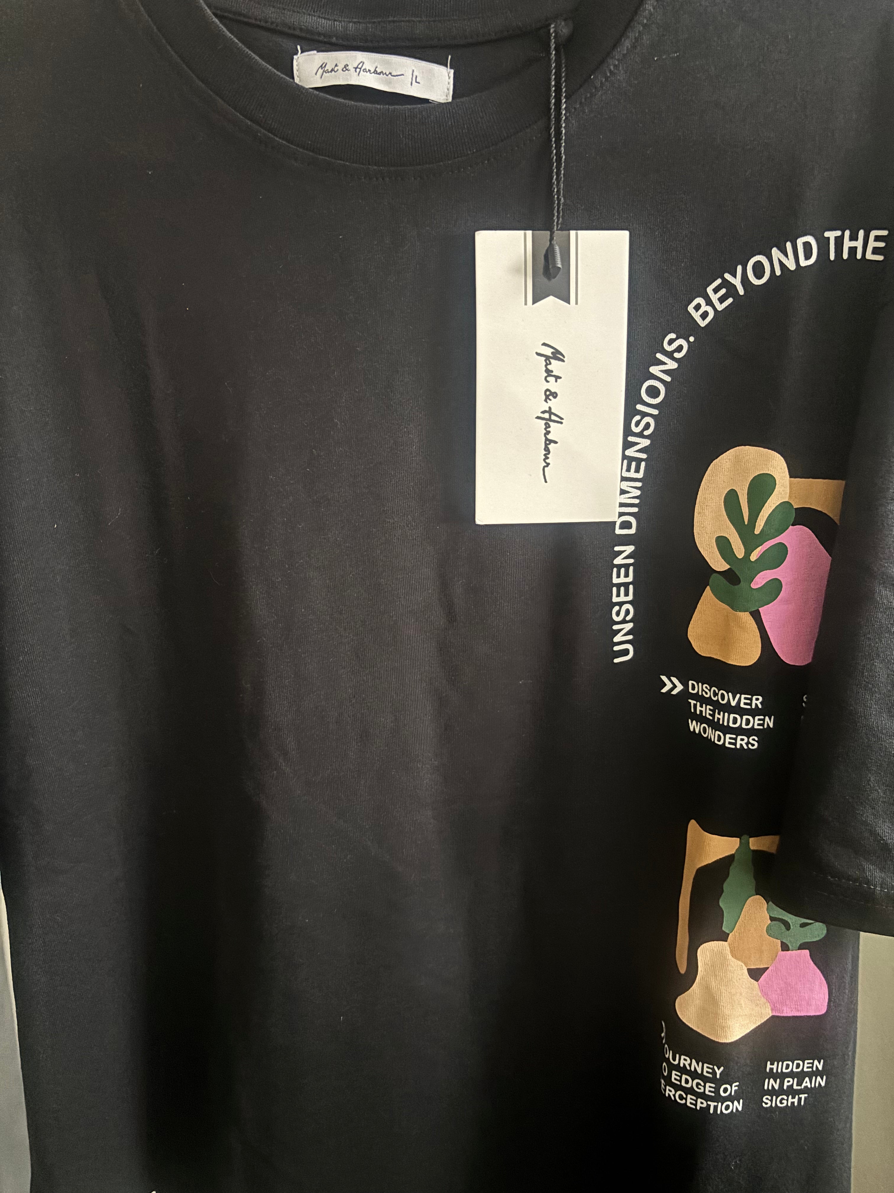 MAST & HARBOUR GRAPHIC T-SHIRT — BLACK (L)