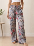 Luxe Satin Floral Wide Leg Pants
