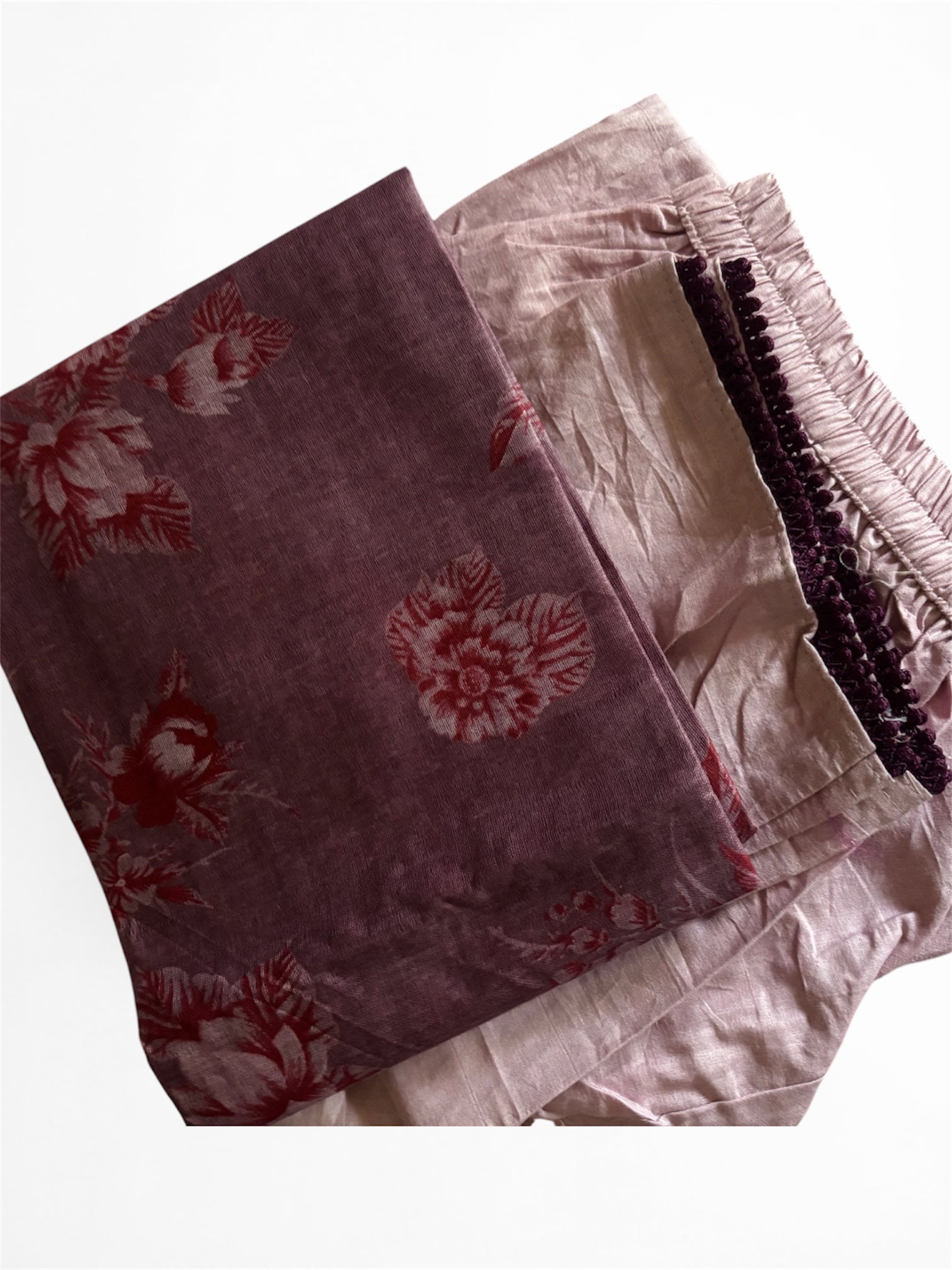 Lilac Mauve Baroque Print Mul Cotton Suit | 3-Piece
